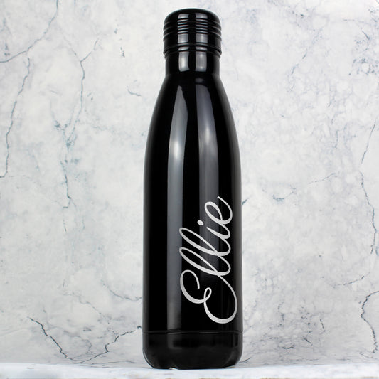 Personalised Black Metal Insulated Drinks Bottle