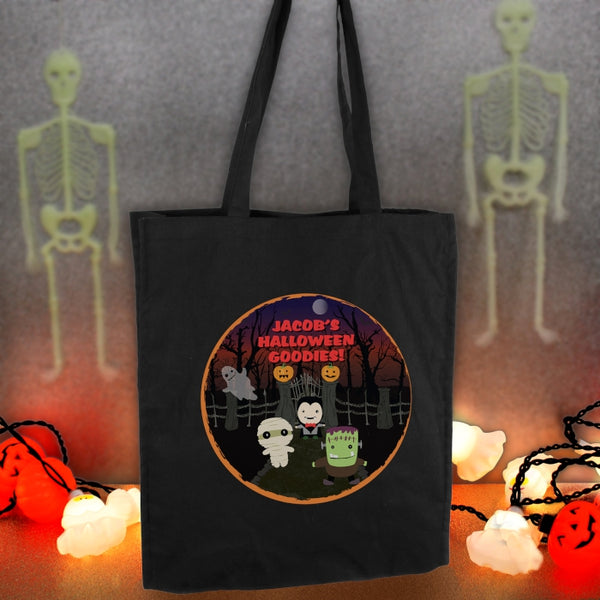 Personalised Halloween Black Cotton Bag - "Treat Bag"