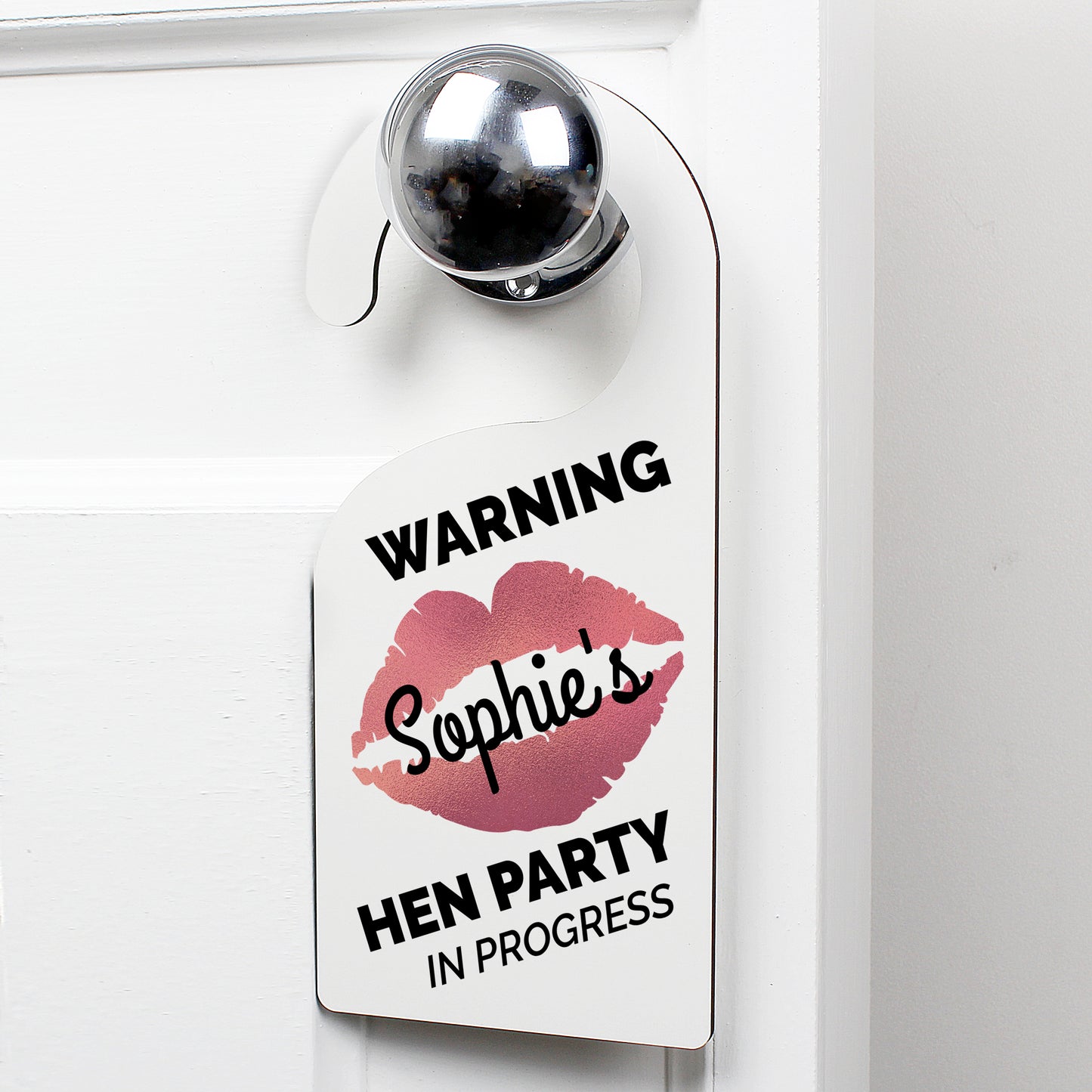 Personalised Rose Gold Lips Hen Party Door Hanger