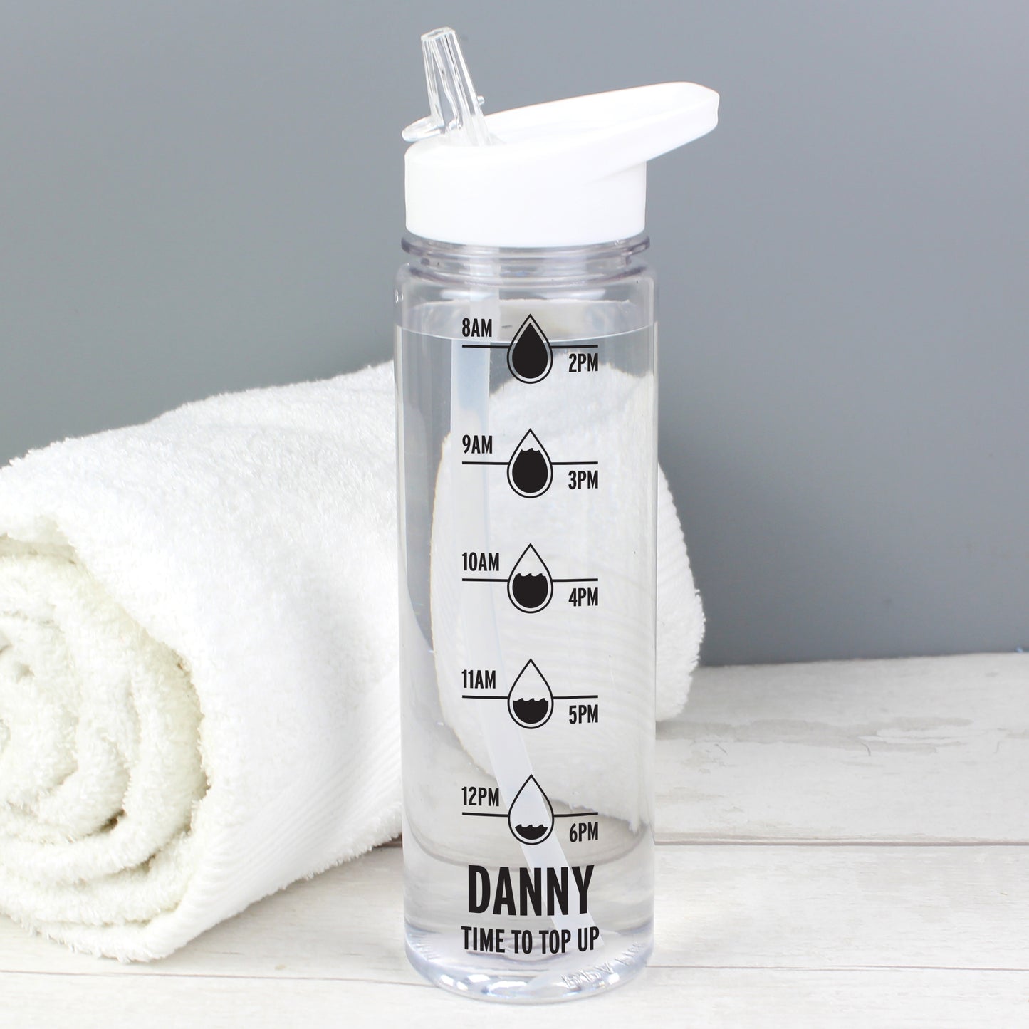 Personalised Black 'Hydration Tracker' Island Water Bottle