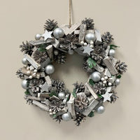 Silver & Grey Wooden Wreath - 40cm