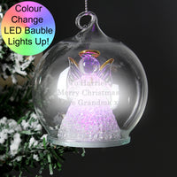 Personalised Christmas Message LED Angel Bauble