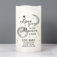 Personalised Baby To The Moon and Back LED Candle