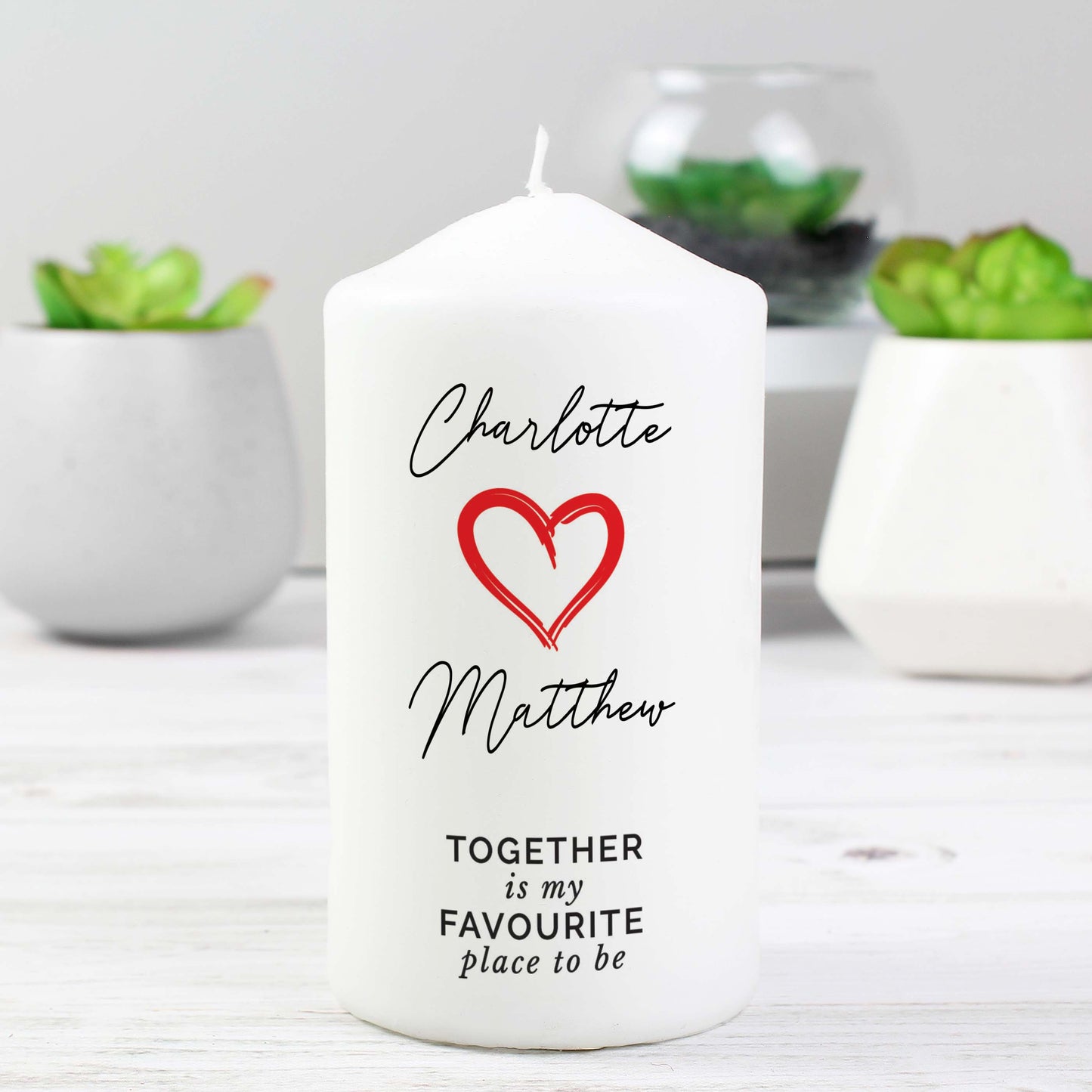 Personalised Together Is My Favorite Place Pillar Candle