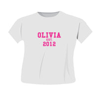 Personalised Established Blue Or Pink Text T-Shirt (more options)