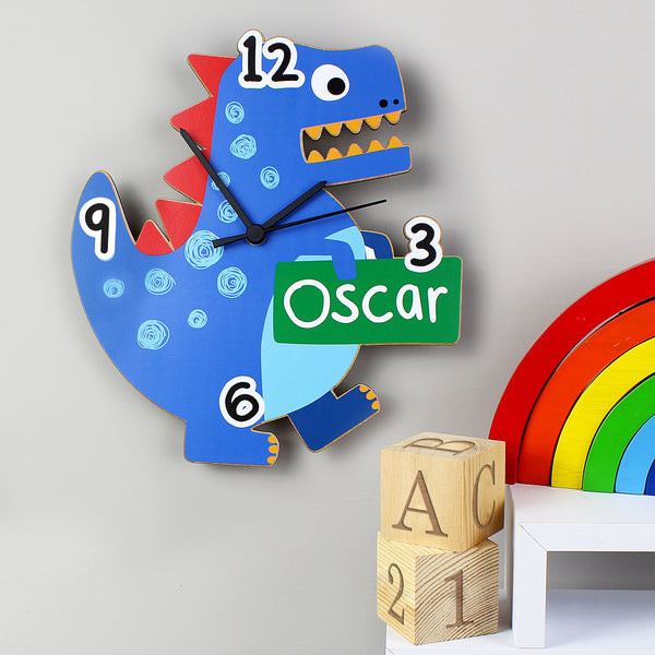 Personalised Dinosaur Shape Wooden Clock