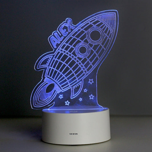 Personalised Rocket LED Colour Changing Wireframe Night Light