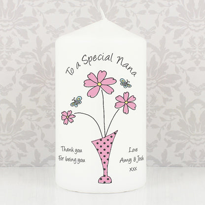 Personalised Flower in Vase Message Candle