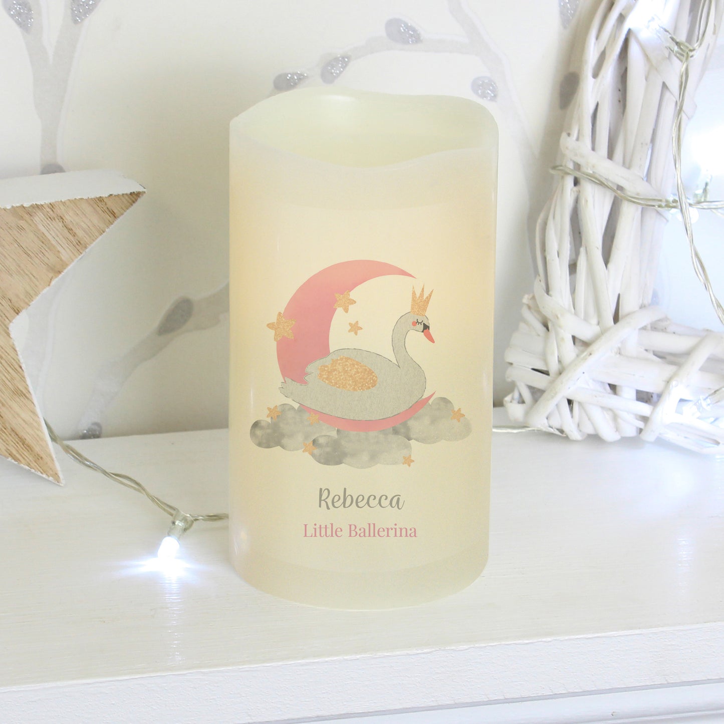 Personalised Swan Lake LED Candle