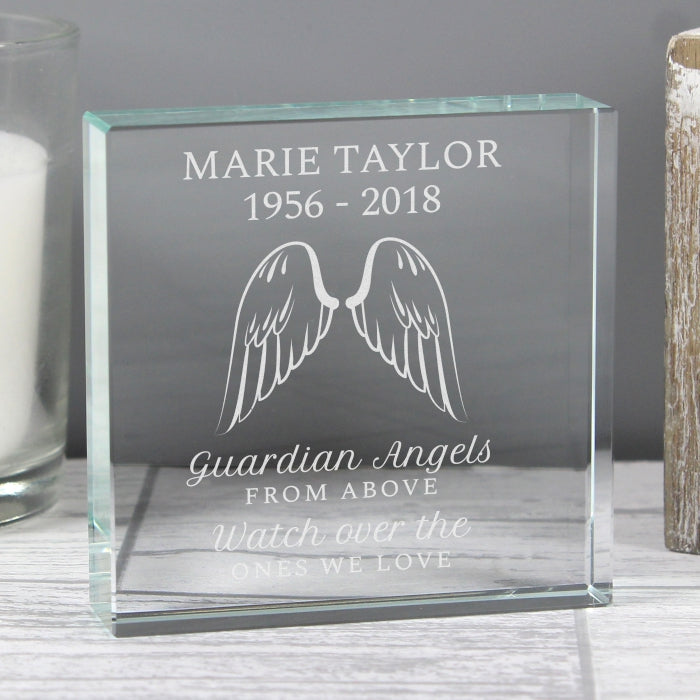 Personalised Guardian Angel Wings Large Crystal Token