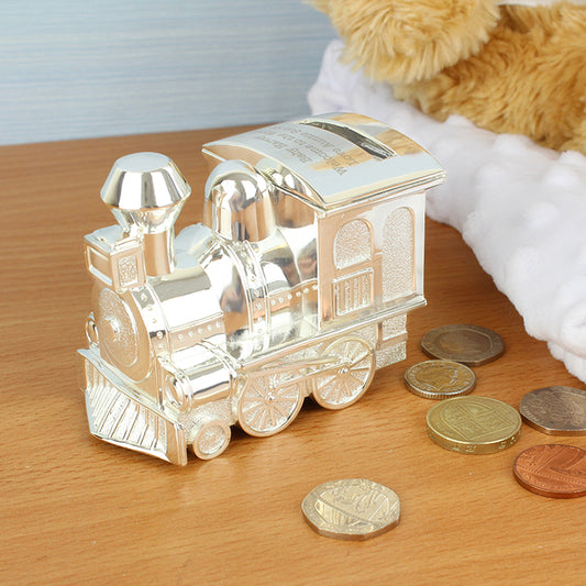 Personalised Silver Plated Train Money Box