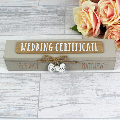 Personalised Wooden Wedding Certificate Holder