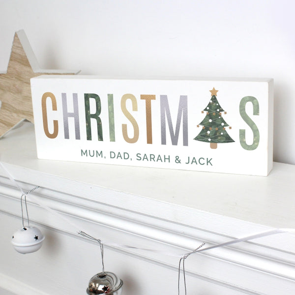 Personalised Christmas Wooden Block Sign